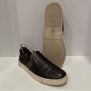 Frye Ivy Dark Pewter Textured Leather Slip-On Sneakers Size 8M